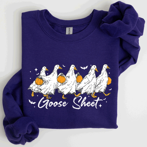 Goose Sheet Halloween Trick Or Treat Graphic Design For Cozy Seasonal Nights Sweatshirt — view 6