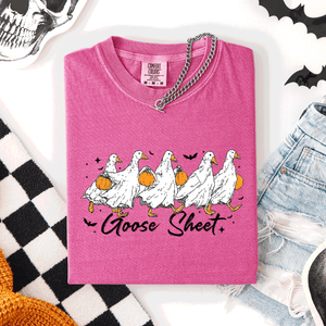 Goose Sheet Halloween Trick Or Treat Ghosts And Goblins Design Comfort Colors Tee — view 5