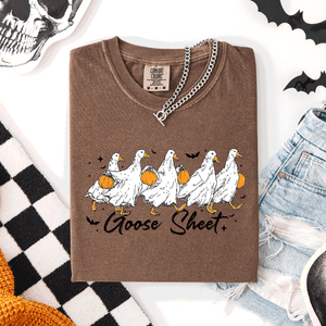 Goose Sheet Halloween Trick Or Treat Ghosts And Goblins Design Comfort Colors Tee — view 7