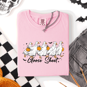 Goose Sheet Halloween Trick Or Treat Ghosts And Goblins Design Comfort Colors Tee — view 8