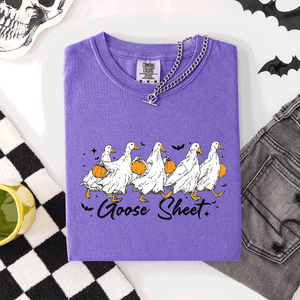 Goose Sheet Halloween Trick Or Treat Ghosts And Goblins Design Comfort Colors Tee — view 9