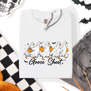 Goose Sheet Halloween Trick Or Treat Ghosts And Goblins Design Comfort Colors Tee — view 10