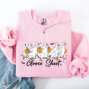 Goose Sheet Halloween Trick Or Treat Graphic Design For Cozy Seasonal Nights Sweatshirt — view 9