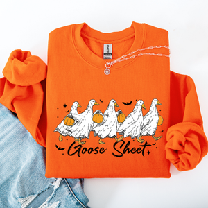 Goose Sheet Halloween Trick Or Treat Graphic Design For Cozy Seasonal Nights Sweatshirt — view 4