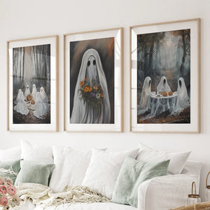 Moody Halloween Ghosts Trendy Wall Art Poster — view 1