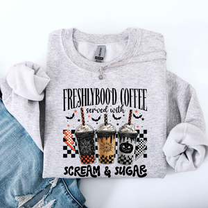 Halloween Coffee Freshly Boo'd Witch Spooky Nighttime Cozy Autumn Vibes Sweatshirt — view 2