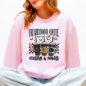 Halloween Coffee Freshly Boo'd Witch Spooky Nighttime Cozy Autumn Vibes Sweatshirt — view 4