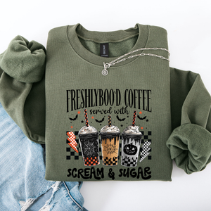 Halloween Coffee Freshly Boo'd Witch Spooky Nighttime Cozy Autumn Vibes Sweatshirt — view 5