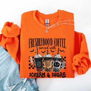 Halloween Coffee Freshly Boo'd Witch Spooky Nighttime Cozy Autumn Vibes Sweatshirt — view 7