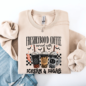 Halloween Coffee Freshly Boo'd Witch Spooky Nighttime Cozy Autumn Vibes Sweatshirt — view 3
