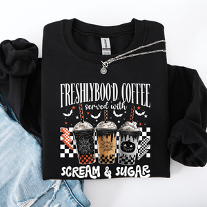 Halloween Coffee Freshly Boo'd Witch Spooky Nighttime Cozy Autumn Vibes Sweatshirt — view 8