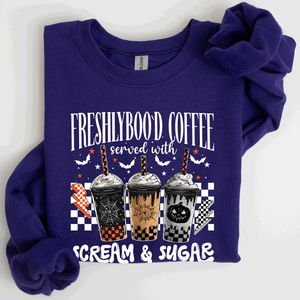 Halloween Coffee Freshly Boo'd Witch Spooky Nighttime Cozy Autumn Vibes Sweatshirt — view 10