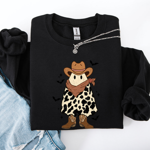 Halloween Ghost Cowboy Western Country Spirit Autumn Night Graphic Cozy Vintage Sweatshirt — view 6