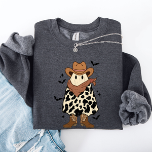 Halloween Ghost Cowboy Western Country Spirit Autumn Night Graphic Cozy Vintage Sweatshirt — view 4