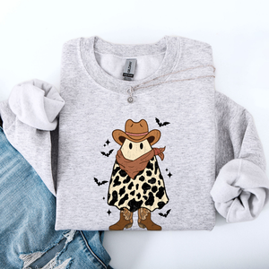 Halloween Ghost Cowboy Western Country Spirit Autumn Night Graphic Cozy Vintage Sweatshirt — view 3