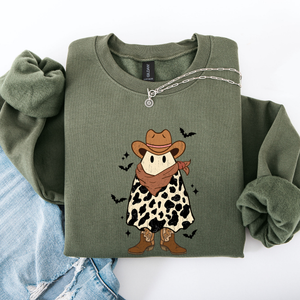 Halloween Ghost Cowboy Western Country Spirit Autumn Night Graphic Cozy Vintage Sweatshirt — view 2