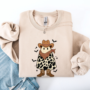 Halloween Ghost Cowboy Western Country Spirit Autumn Night Graphic Cozy Vintage Sweatshirt — view 1