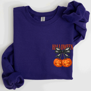 Halloween Jack o Lanterns Cherry Coquette Graphic Print Cozy Autumn Collection Pocket Sweatshirt — view 7