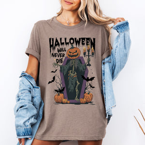 Halloween Will Never Die Spooky Jack-O-Lantern Pumpkin Seasonal Edition Graphic Tee — view 3