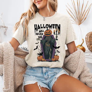 Halloween Will Never Die Spooky Jack-O-Lantern Pumpkin Seasonal Edition Graphic Tee — view 2