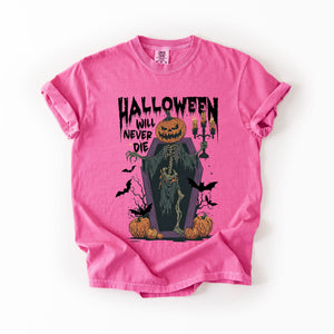 Halloween Will Never Die Spooky Jack-O-Lantern Pumpkin Limited Edition Design Comfort Colors Tee — view 6