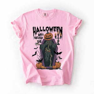 Halloween Will Never Die Spooky Jack-O-Lantern Pumpkin Limited Edition Design Comfort Colors Tee — view 9