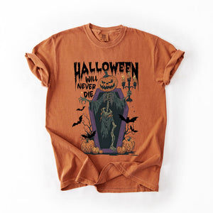 Halloween Will Never Die Spooky Jack-O-Lantern Pumpkin Limited Edition Design Comfort Colors Tee — view 2