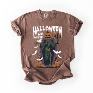 Halloween Will Never Die Spooky Jack-O-Lantern Pumpkin Limited Edition Design Comfort Colors Tee — view 5