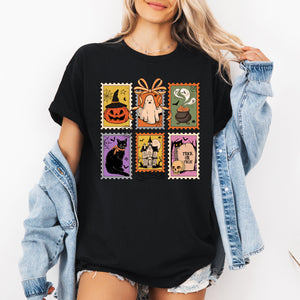 Halloween Ghost Black Cat Pumpkin Witch Classic Spooky Night Edition Graphic Tee — view 1