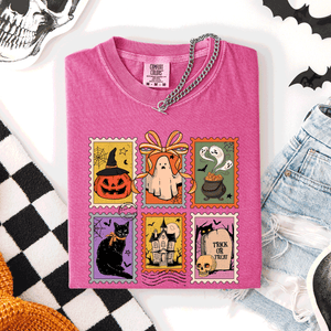 Classic Halloween Ghost Black Cat Pumpkin Witch Spooky Season Comfort Colors Tee — view 7