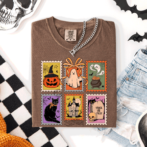 Classic Halloween Ghost Black Cat Pumpkin Witch Spooky Season Comfort Colors Tee — view 8