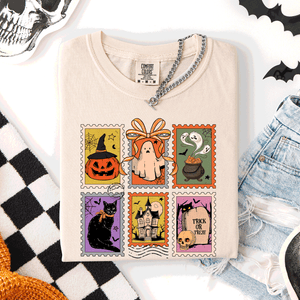 Classic Halloween Ghost Black Cat Pumpkin Witch Spooky Season Comfort Colors Tee — view 4