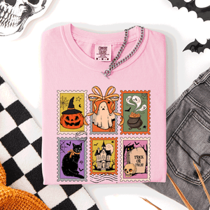 Classic Halloween Ghost Black Cat Pumpkin Witch Spooky Season Comfort Colors Tee — view 2