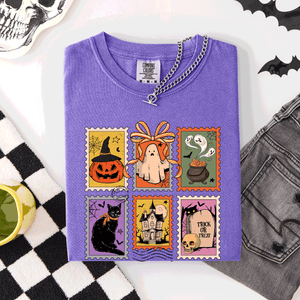 Classic Halloween Ghost Black Cat Pumpkin Witch Spooky Season Comfort Colors Tee — view 9