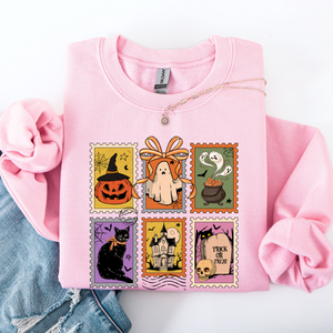 Haunting Halloween Night Parade With Ghosts Black Cat Pumpkins Witch Cozy Sweatshirt — view 10