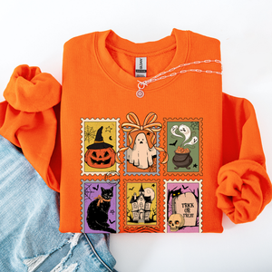 Haunting Halloween Night Parade With Ghosts Black Cat Pumpkins Witch Cozy Sweatshirt — view 7