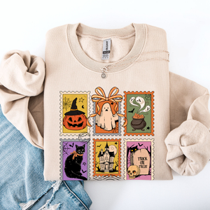 Haunting Halloween Night Parade With Ghosts Black Cat Pumpkins Witch Cozy Sweatshirt — view 2
