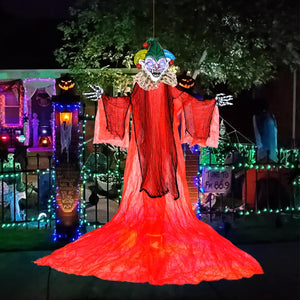 Halloween Hanging Clown with Wings and Lighted Colorful Eyes — view 2