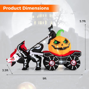 Halloween Inflatable LED Lighted Carriage with Pumpkin and Skeleton Dragon — view 4