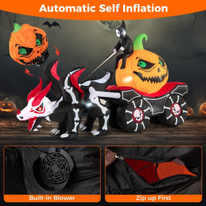 Halloween Inflatable LED Lighted Carriage with Pumpkin and Skeleton Dragon — view 7