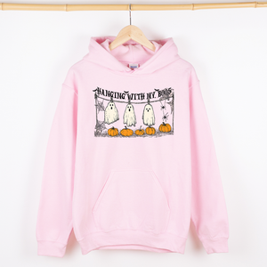 Hanging With My Boos Halloween Ghosts Pumpkins Cozy Night In Vintage Graphic Hoodie — view 6