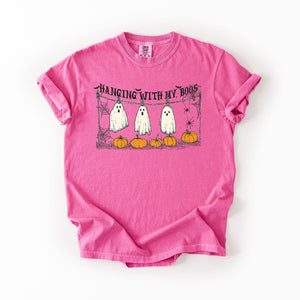 Hanging With My Boos Ghosts Halloween Spirits And Grinning Pumpkins For A Spooky Fun Night Comfort Colors Tee — view 6