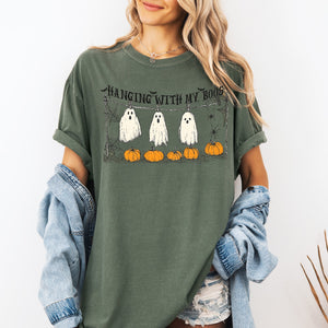 Hanging With My Boos Ghosts Halloween Spirits And Grinning Pumpkins For A Spooky Fun Night Comfort Colors Tee — view 2