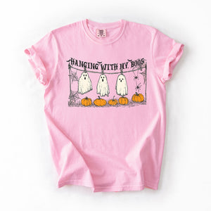 Hanging With My Boos Ghosts Halloween Spirits And Grinning Pumpkins For A Spooky Fun Night Comfort Colors Tee — view 8