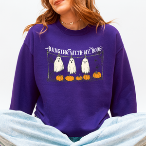 Hanging With My Boos Ghosts Halloween Spooky Seasonal Pumpkins Cozy Graphic Sweatshirt — view 9