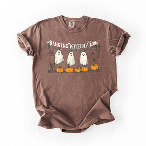 Hanging With My Boos Ghosts Halloween Spirits And Grinning Pumpkins For A Spooky Fun Night Comfort Colors Tee — view 9