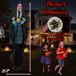 Hanging Halloween Decoration Sound-Activated Witch Holding Ghost Girl with Spooky Sounds — view 5