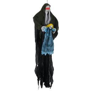 Hanging Halloween Decoration Sound-Activated Witch Holding Ghost Girl with Spooky Sounds — view 8