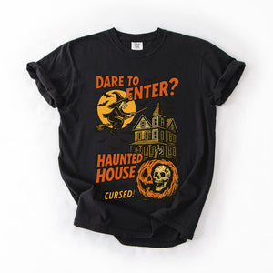 Haunted House Halloween Retro Spooky Witch Nightscape Limited Edition Collection Comfort Colors Tee — view 6