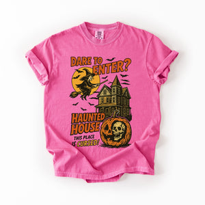 Haunted House Halloween Retro Spooky Witch Nightscape Limited Edition Collection Comfort Colors Tee — view 7